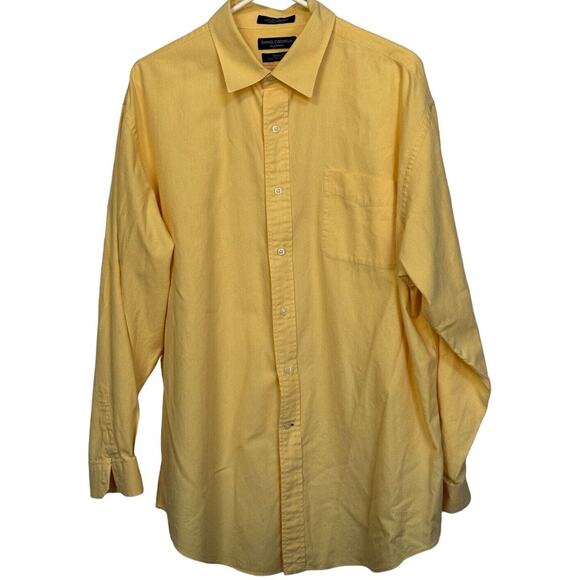 Daniel Cremieux Classic Fit Button Up Shirt XL Long Sleeve Italian Cotton Yellow - Picture 1 of 6
